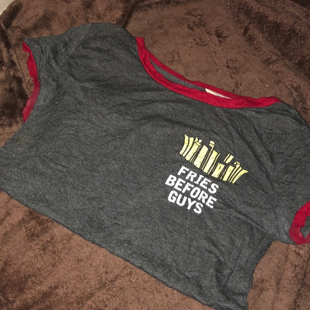 Fries before guys gray t-shirt